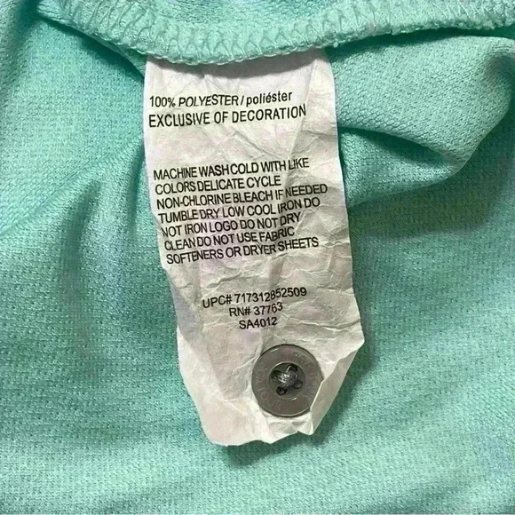 PGA TOUR Mens Medium Aqua  GOLF POLO Shirt Good Condition Used 100 % Polyester - Picture 8 of 9